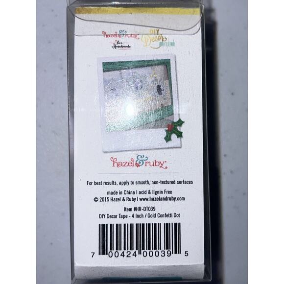 NIB Hazel & Ruby Decor Tape 4”x10’, Gold Polka Dot. On White For Crafts Design. - Picture 3 of 6